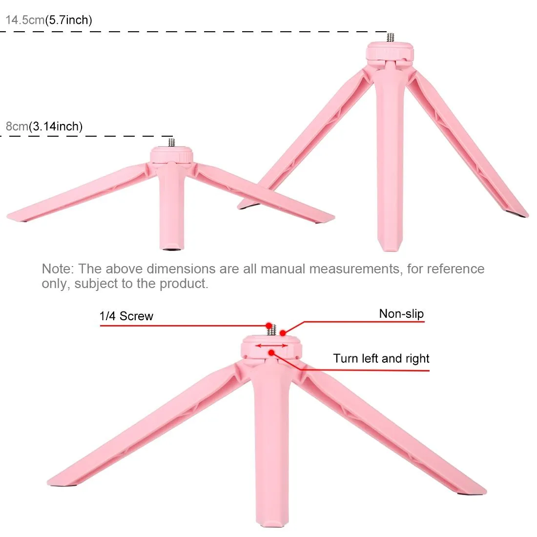12cm Led Ring Light with Usb 3 Modes Dimmable Cold Shoe Tripod Ball Head - Pink