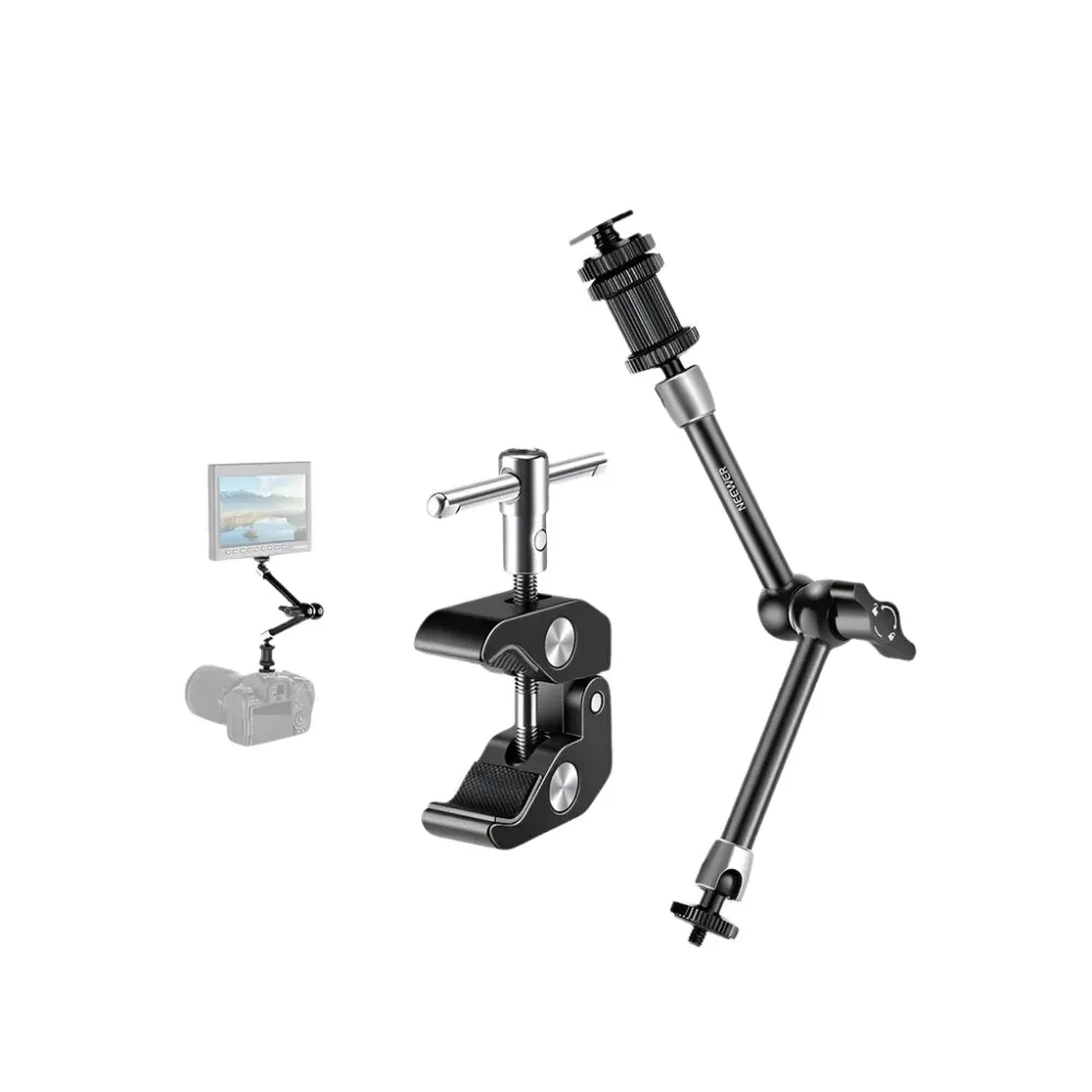 360 Articulating Arm & Clamp Kit Adjustable Super Clamp & 11 Magic Arm with Cold Shoe Mount & 1/4 Ball Head