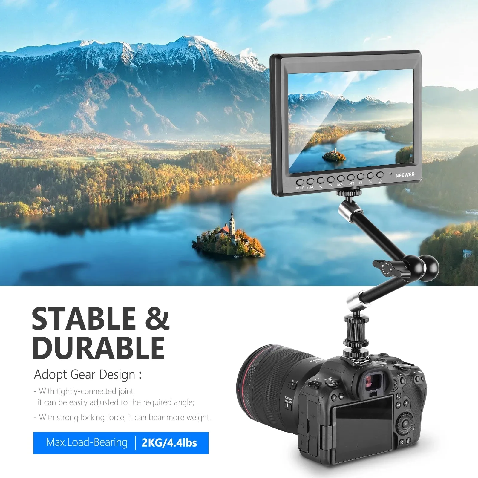 360 Articulating Arm & Clamp Kit Adjustable Super Clamp & 11 Magic Arm with Cold Shoe Mount & 1/4 Ball Head