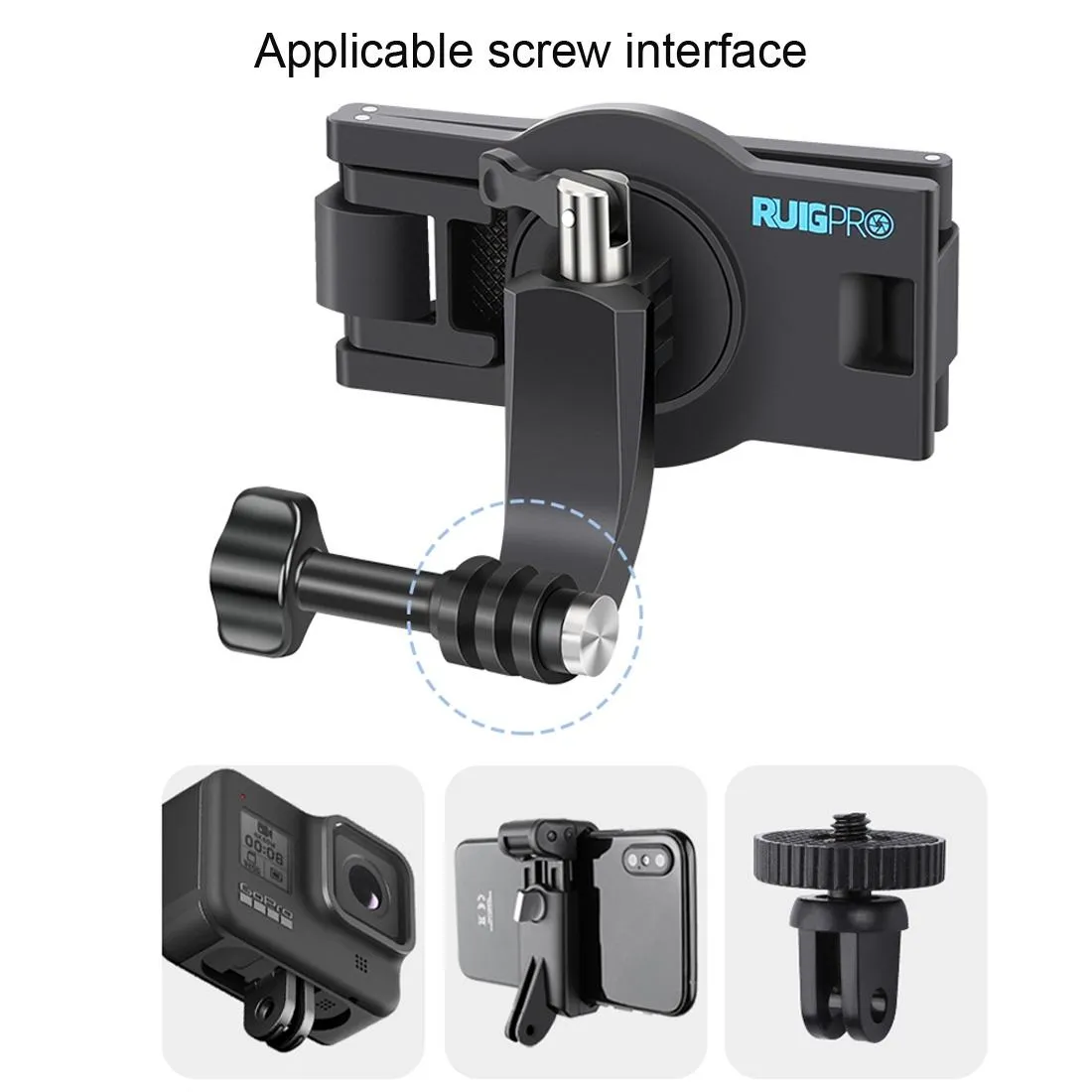 360 Degree Rotating Quick Release Backpack Strap Mount for Gopro Hero 12