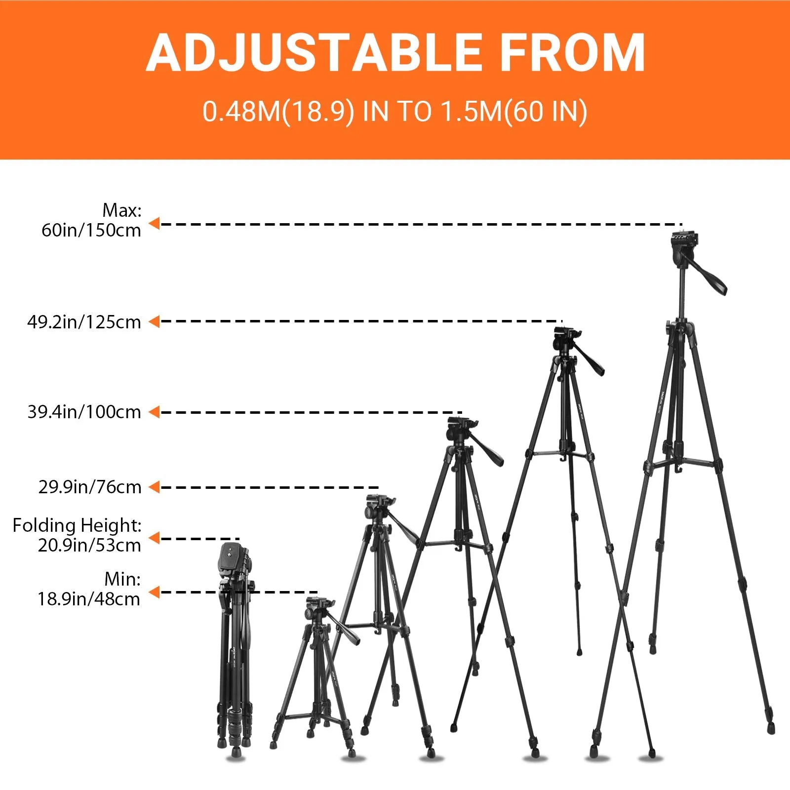 60-inch Foldable Tripod with Wireless Bluetooth