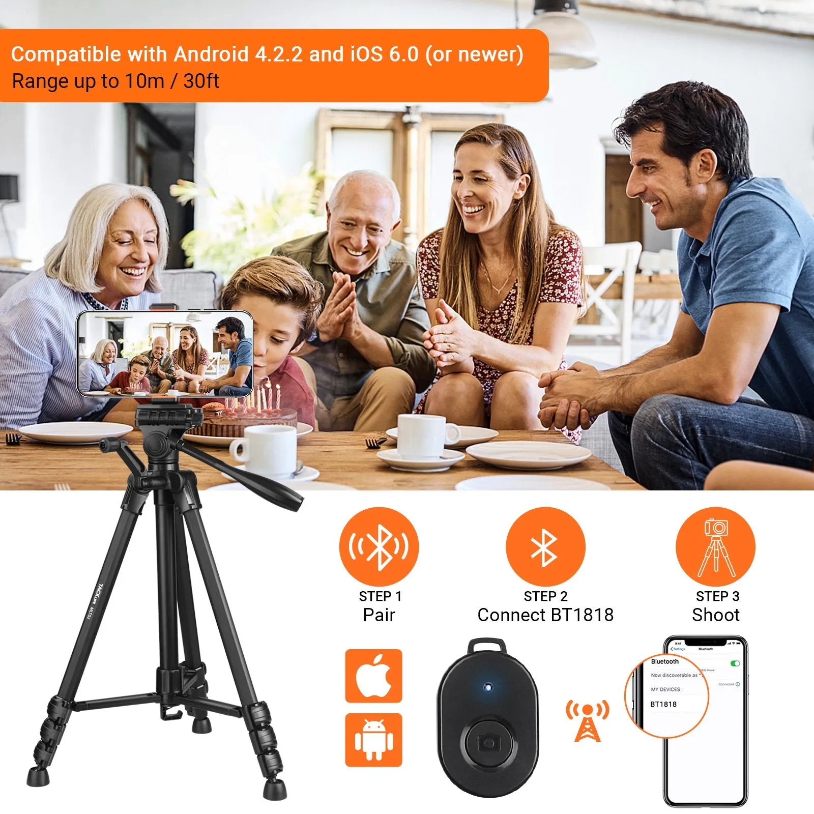 60-inch Foldable Tripod with Wireless Bluetooth