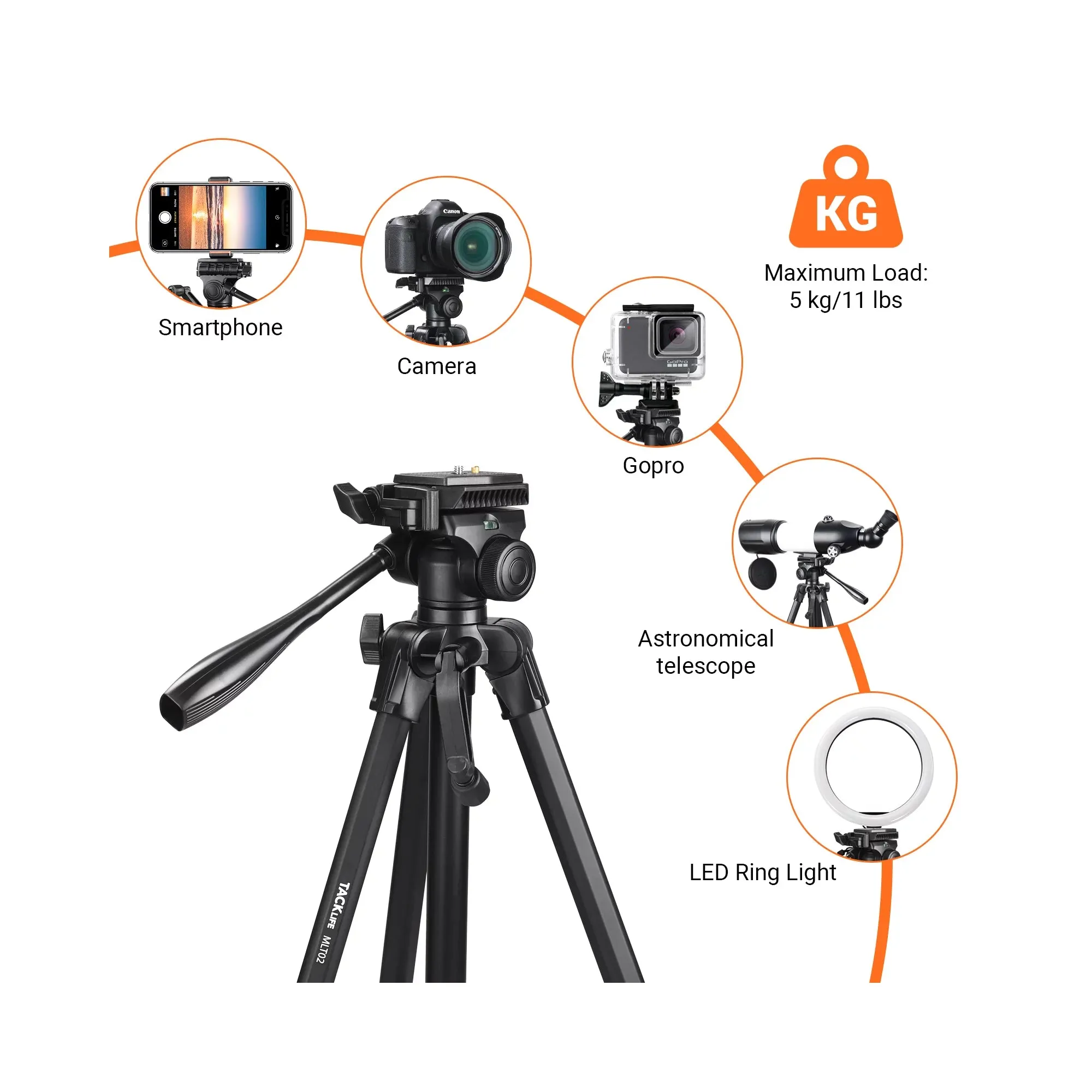 60-inch Foldable Tripod with Wireless Bluetooth