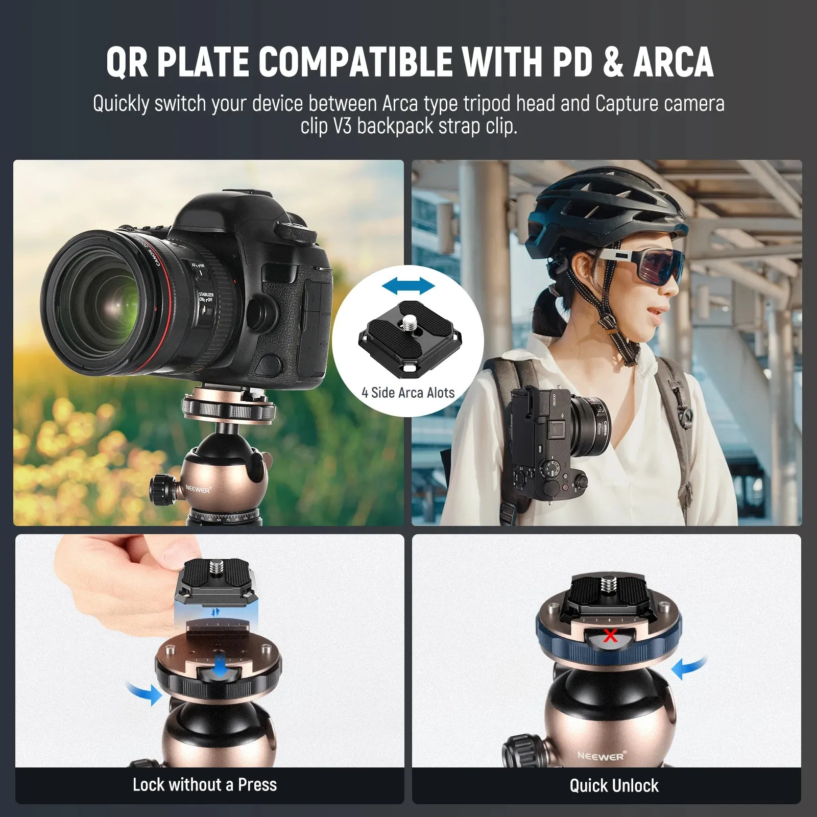 61 Carbon Fiber Travel Tripod with Low Profile Ball Head and Arca Qr Plate Lt35