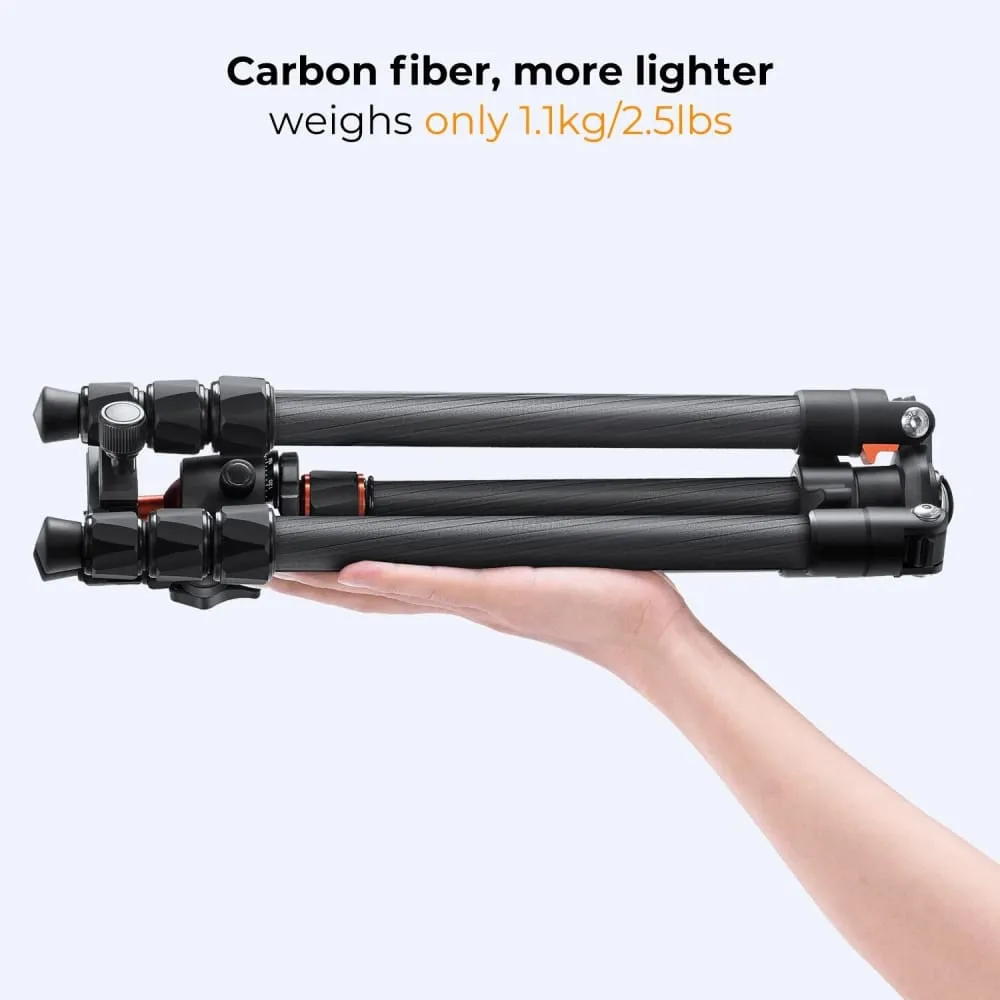 63.78 Inch Carbon Fiber Camera Tripod for Dslr Portable Travel Tripod with 360 Degree Panorama Ball Head Quick Relea