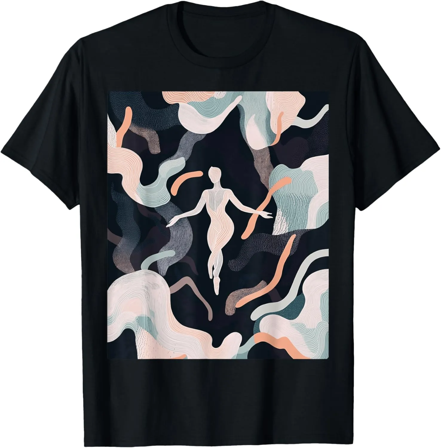 Abstract Dance Figure in Dynamic Organic Shapes Art T-Shirt