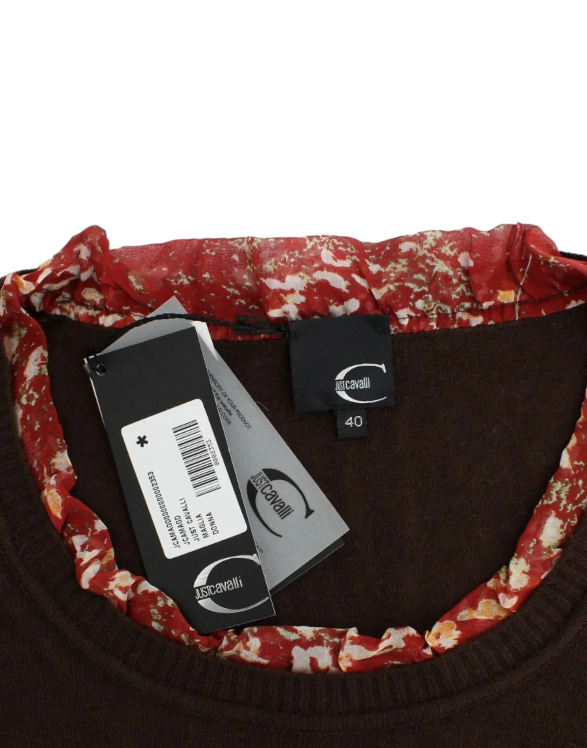 Chic Crewneck Silk-Appliqu Sweater