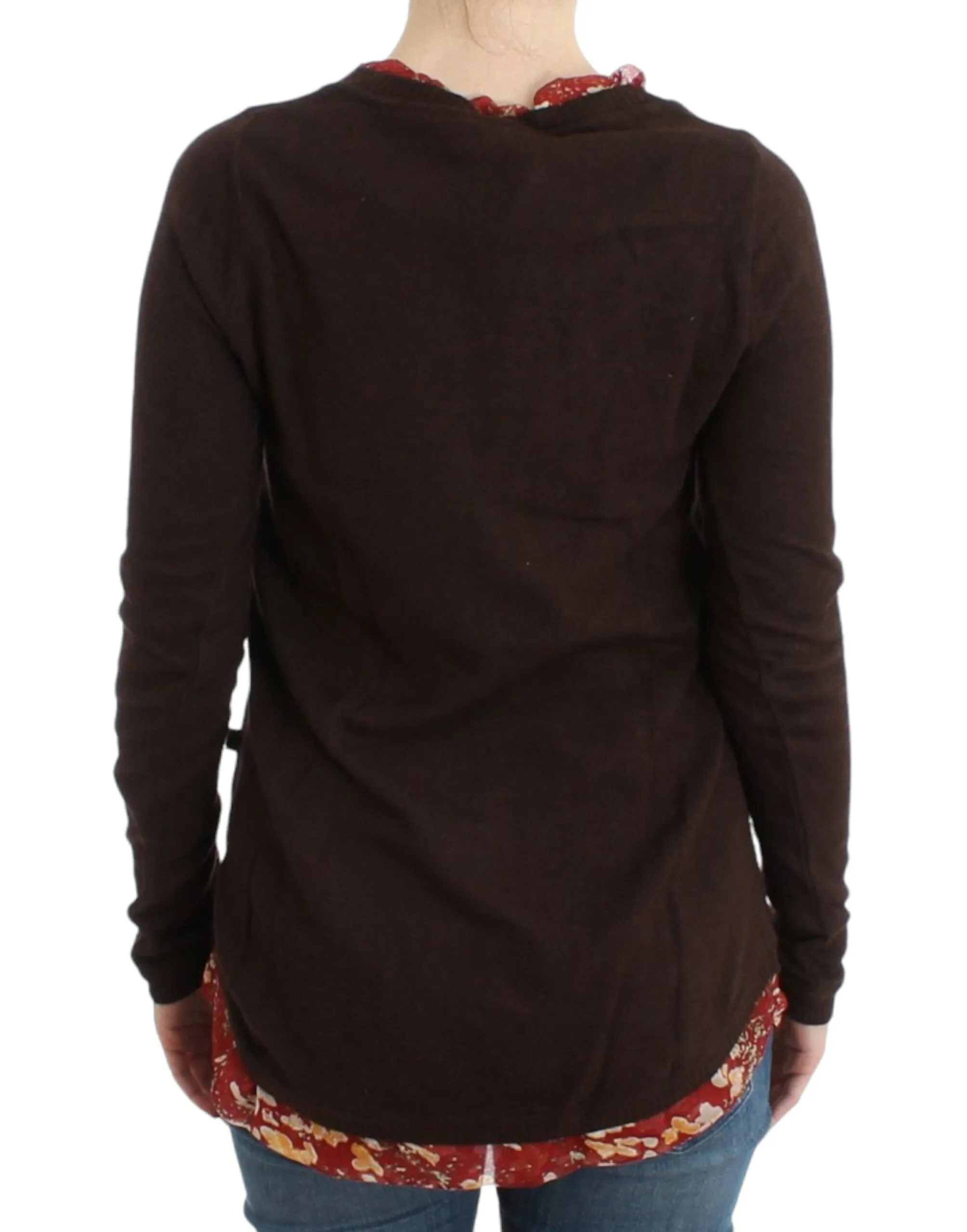Chic Crewneck Silk-Appliqu Sweater