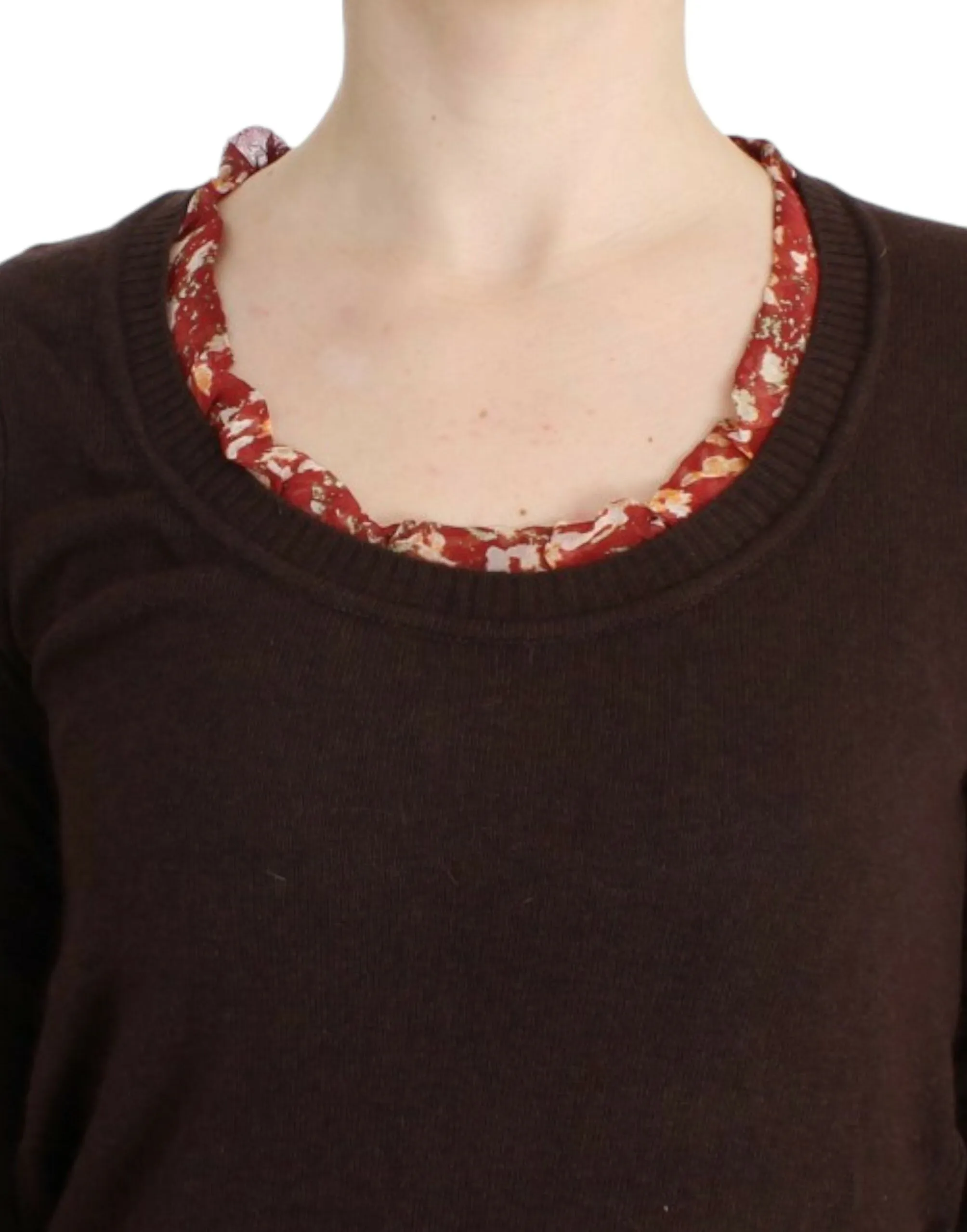 Chic Crewneck Silk-Appliqu Sweater