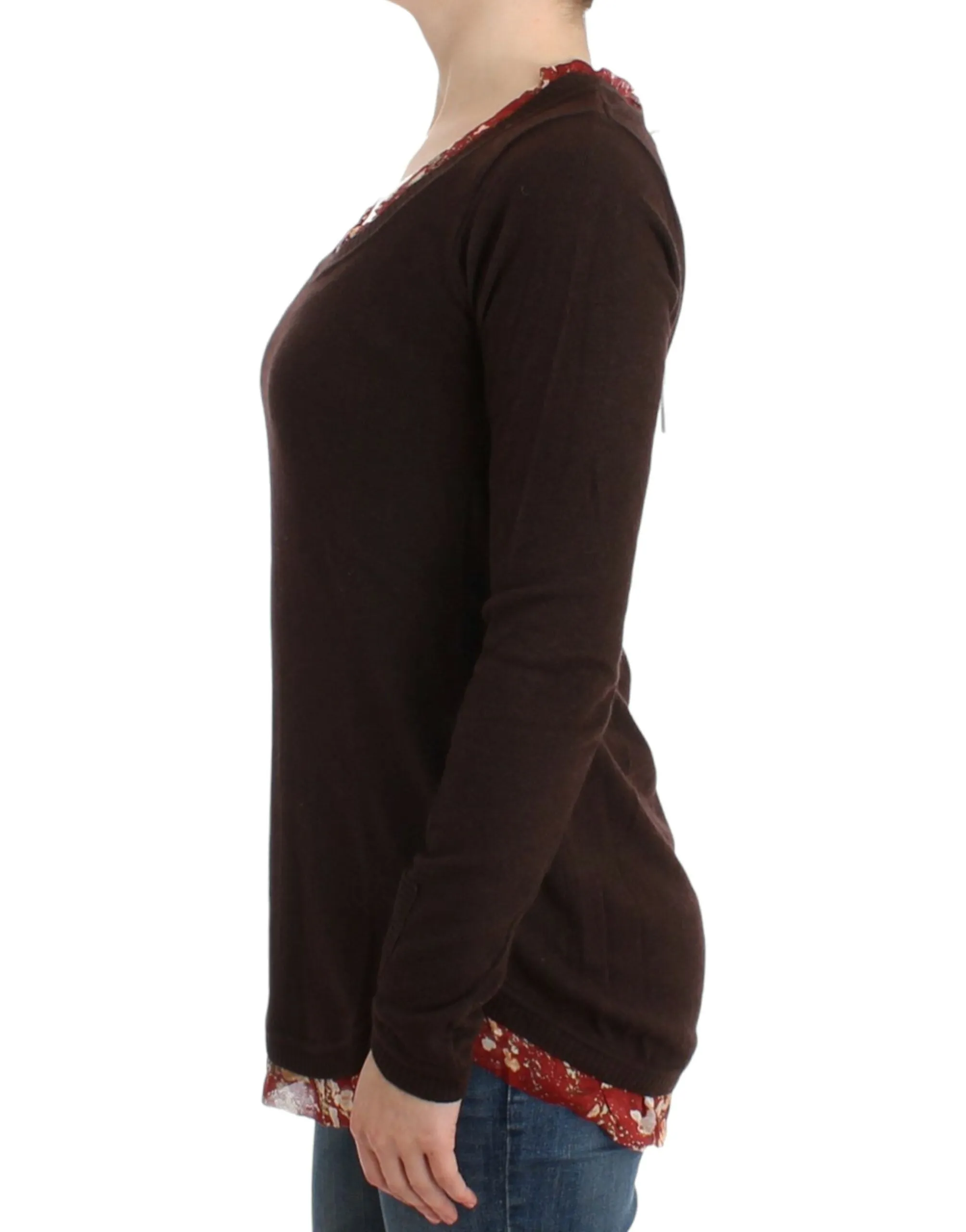 Chic Crewneck Silk-Appliqu Sweater