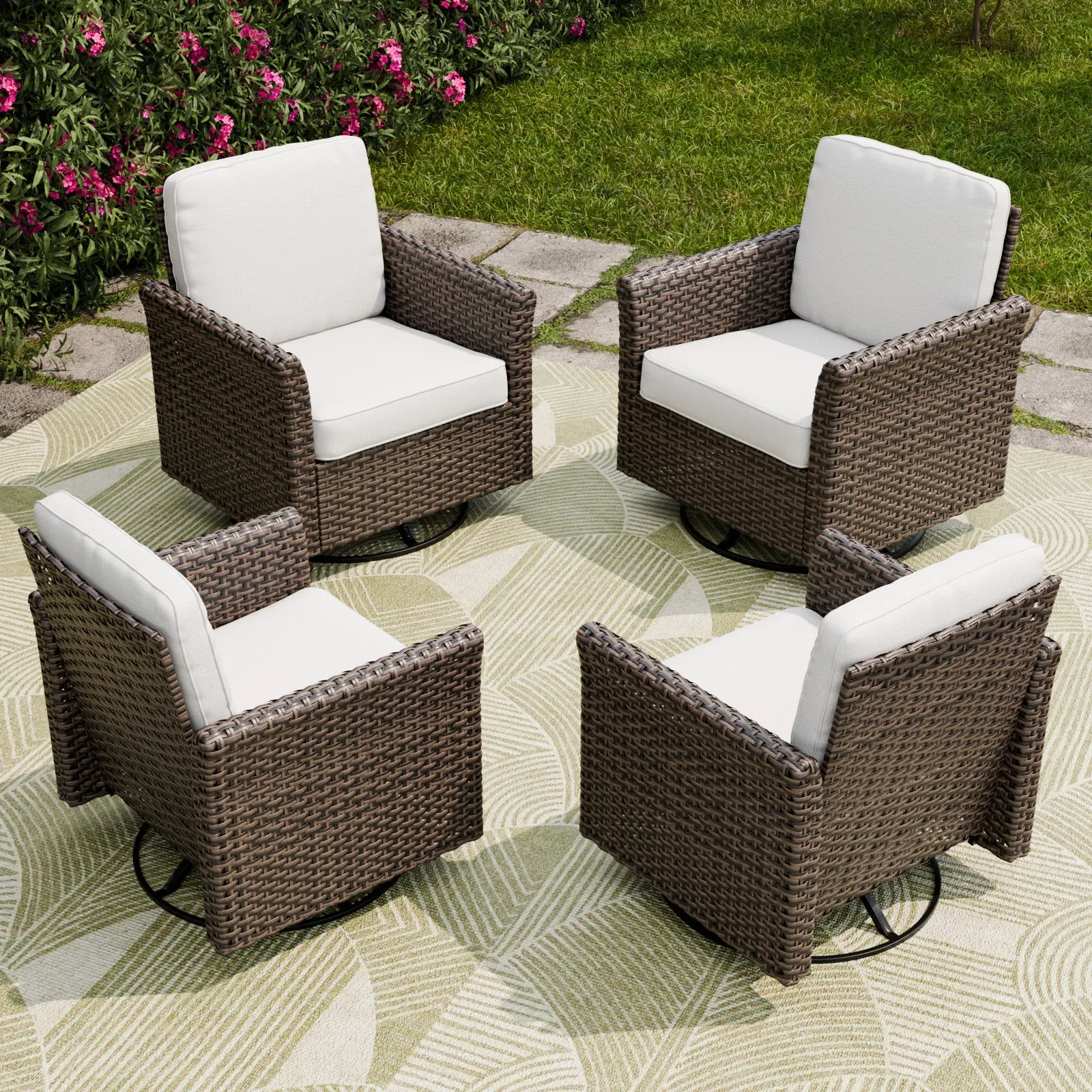Ocean Vista Outdoor Wicker Patio Rattan Chairs, 4 Chairs