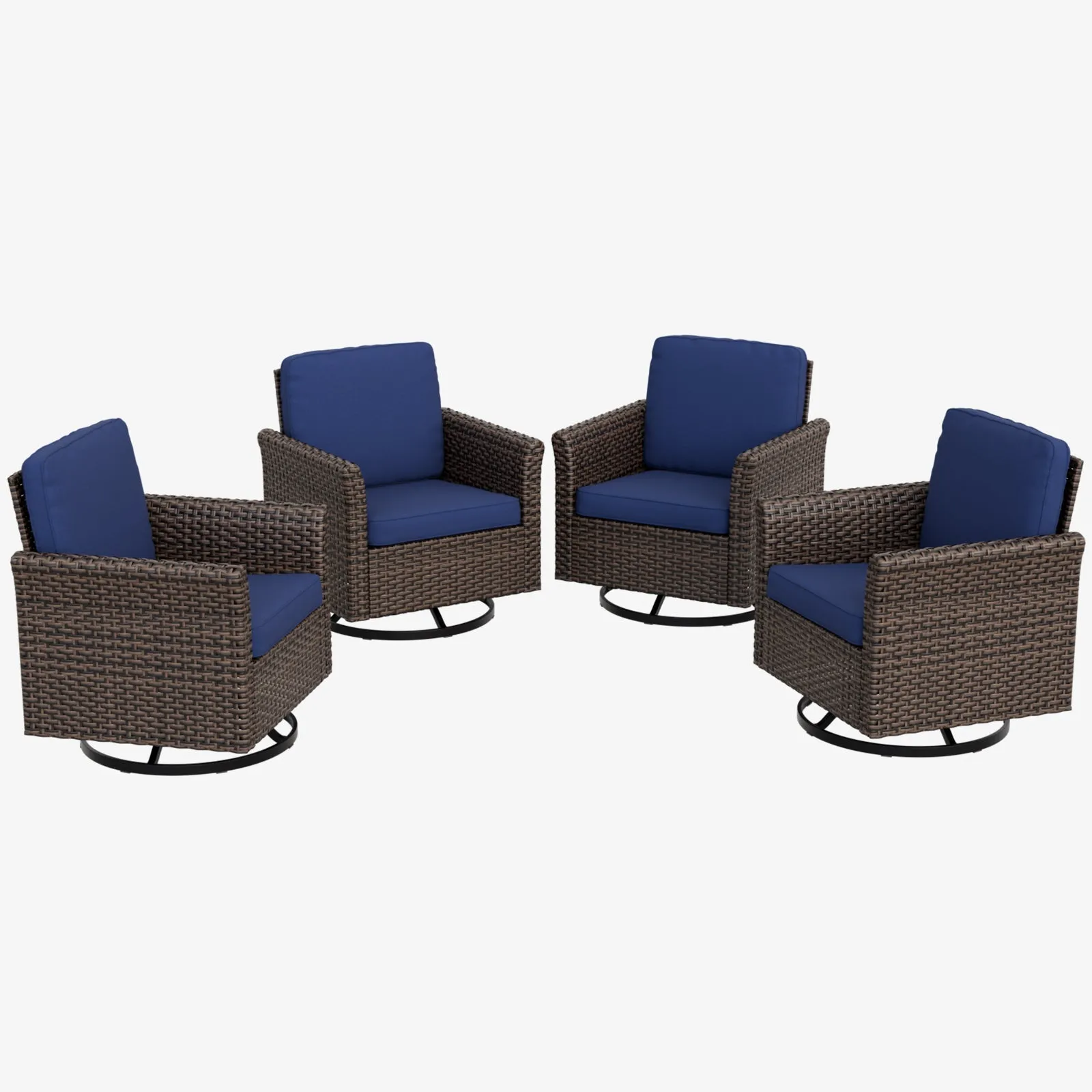 Ocean Vista Outdoor Wicker Patio Rattan Chairs, 4 Chairs