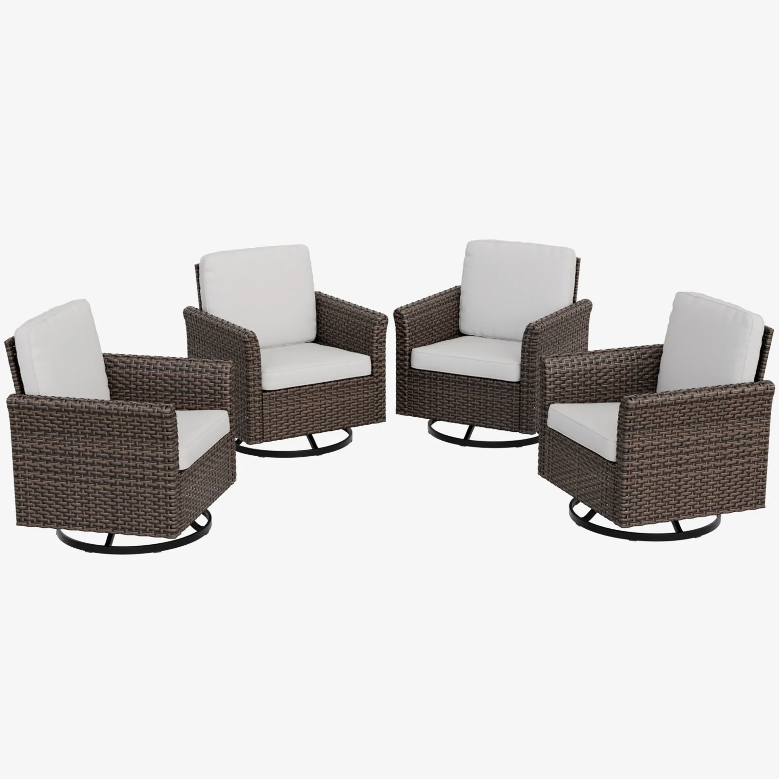 Ocean Vista Outdoor Wicker Patio Rattan Chairs, 4 Chairs