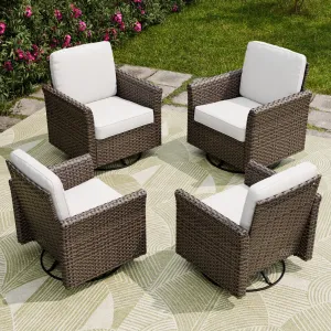 Ocean Vista Outdoor Wicker Patio Rattan Chairs, 4 Chairs
