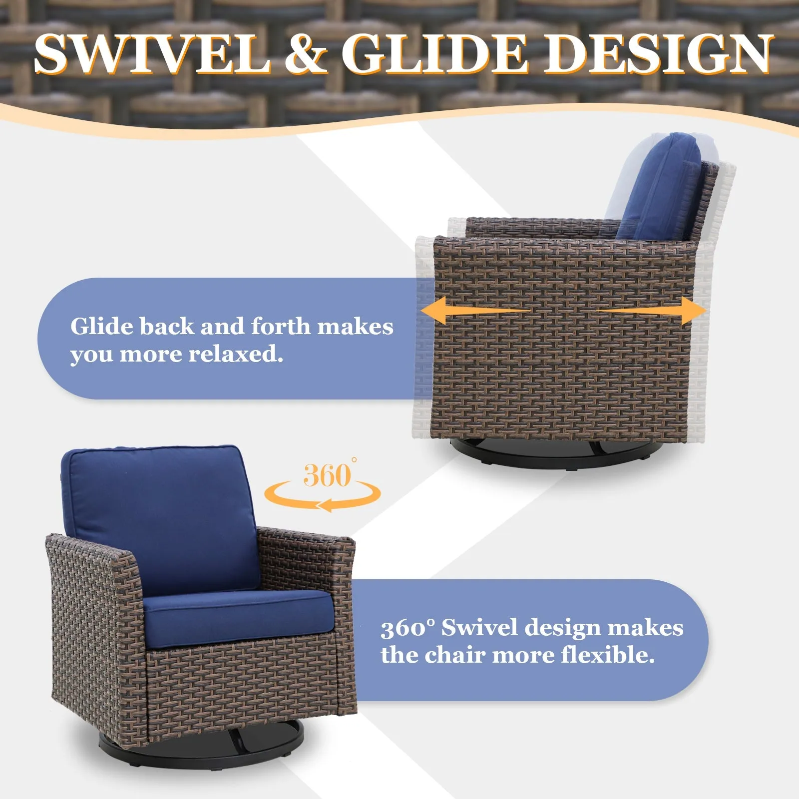 Ocean Vista Outdoor Wicker Patio Rattan Chairs, 4 Chairs