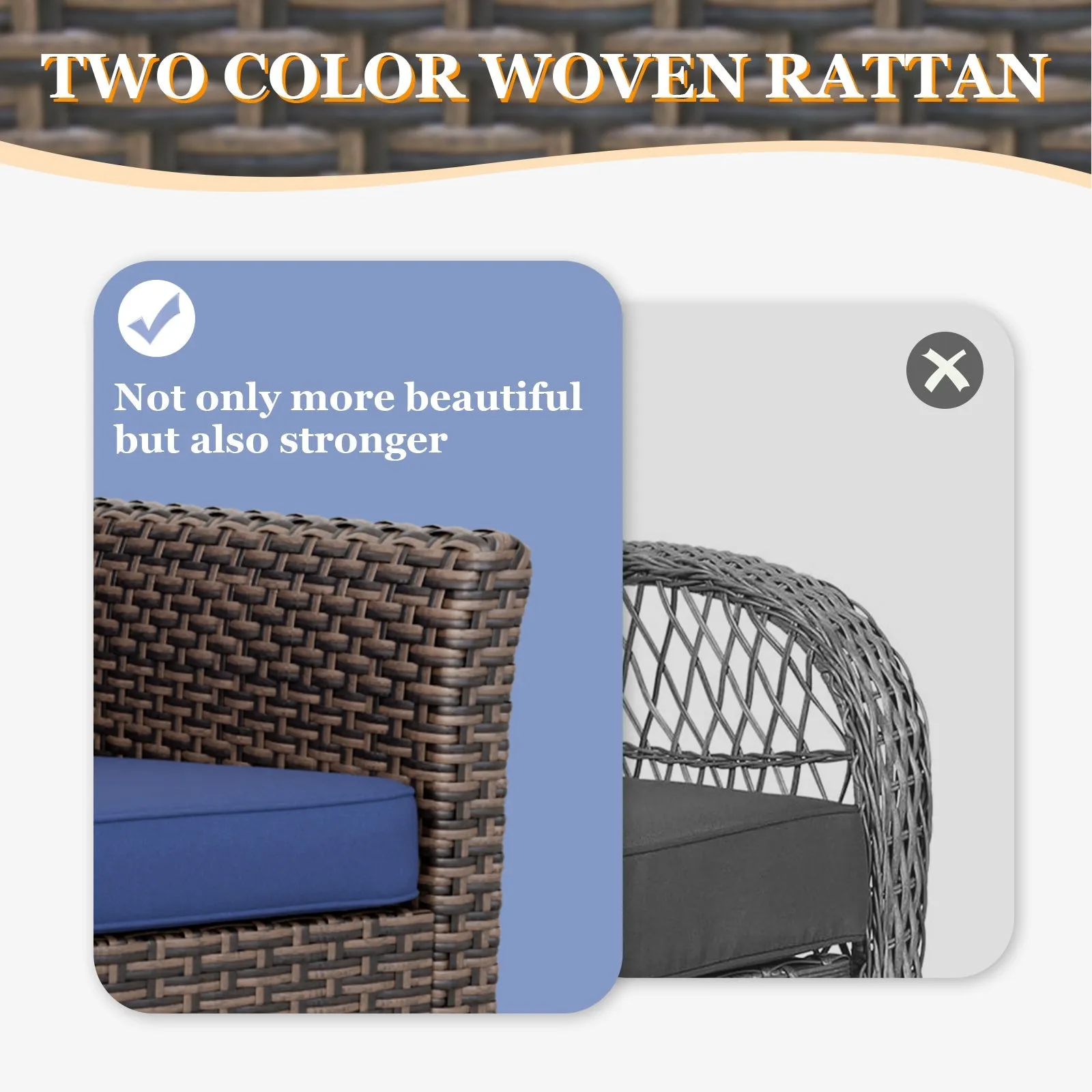 Ocean Vista Outdoor Wicker Patio Rattan Chairs, 4 Chairs